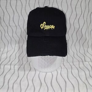 Sauce Vintage Distressed Black & Gold Cotton Adjustable Hat by KB Ethos